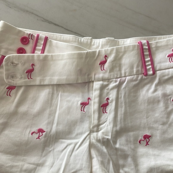 Lily Pulitzer white pink flamingo shorts 2 - Picture 6 of 9